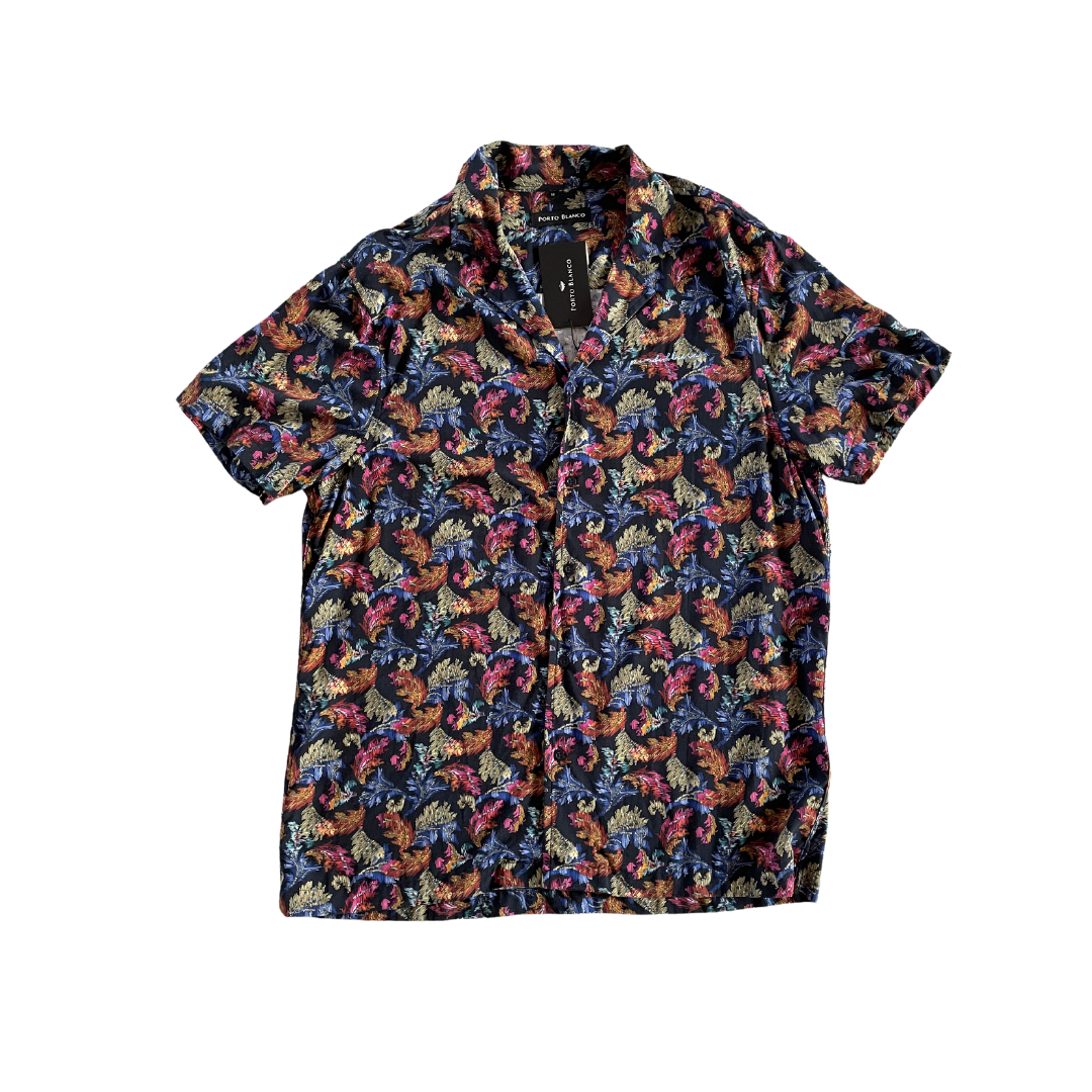 Camisa Porto Blanco foil & flowers