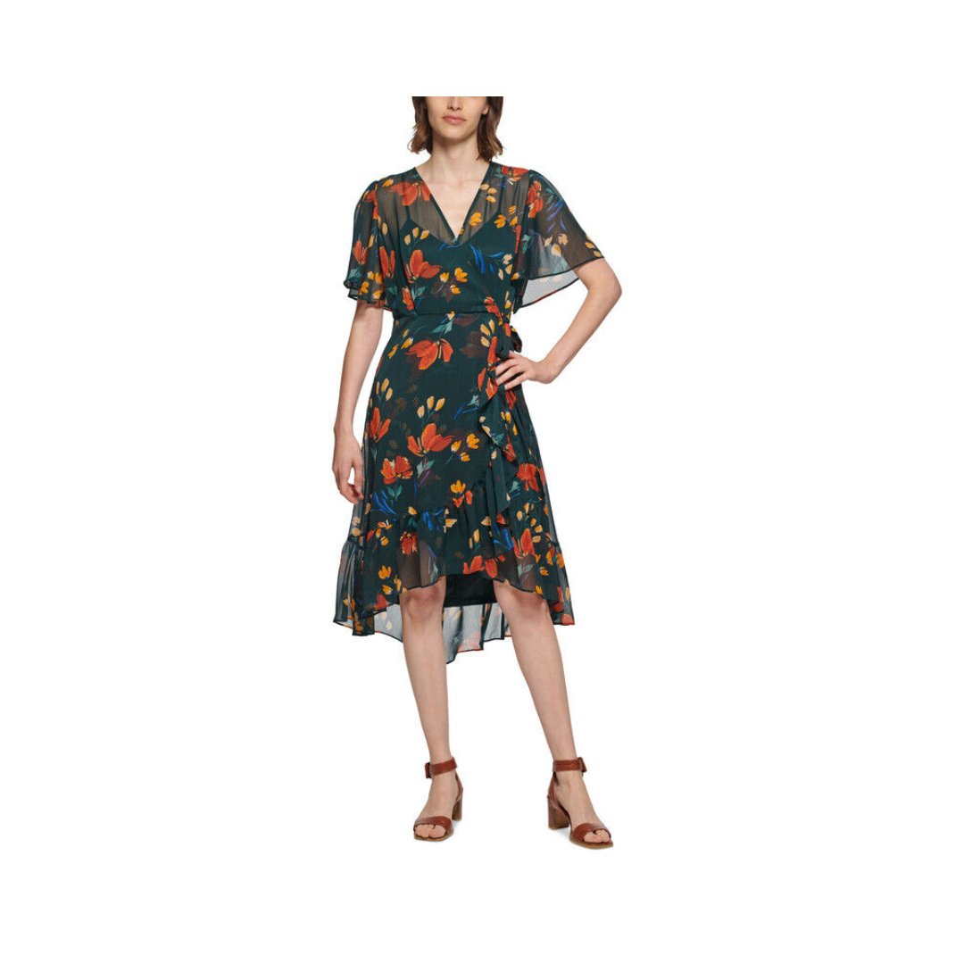 Vestido floral verde Calvin Klein