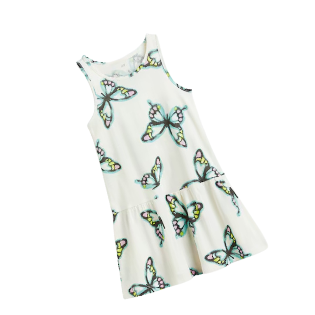 Vestido blanco mariposas H&M