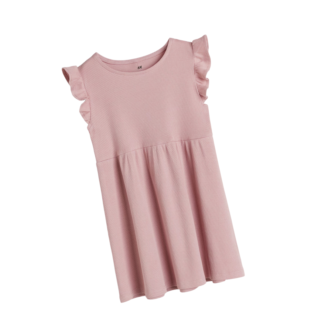 Vestido rosa con olán en manga H&M